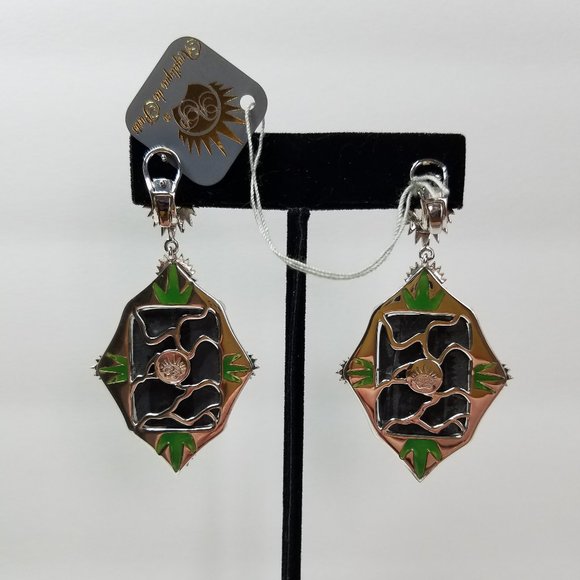 New Angelique de Paris Green Earrings with natural Stones and Mother of Pearl - Picture 9 of 12